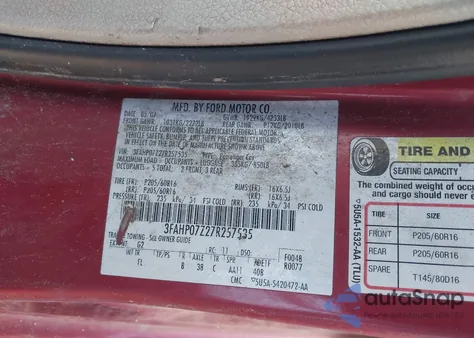 2007 Ford Fusion Se z USA, uszkodzony, nr VIN 3FAHP07Z27R257535